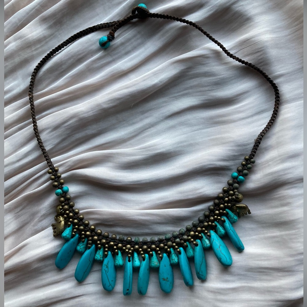 Vintage Handcrafted African Blue Calcite Necklace